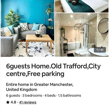 6 Guests House Old Trafford,Media City,City Centre, Free Parking Manchester Exteriör bild